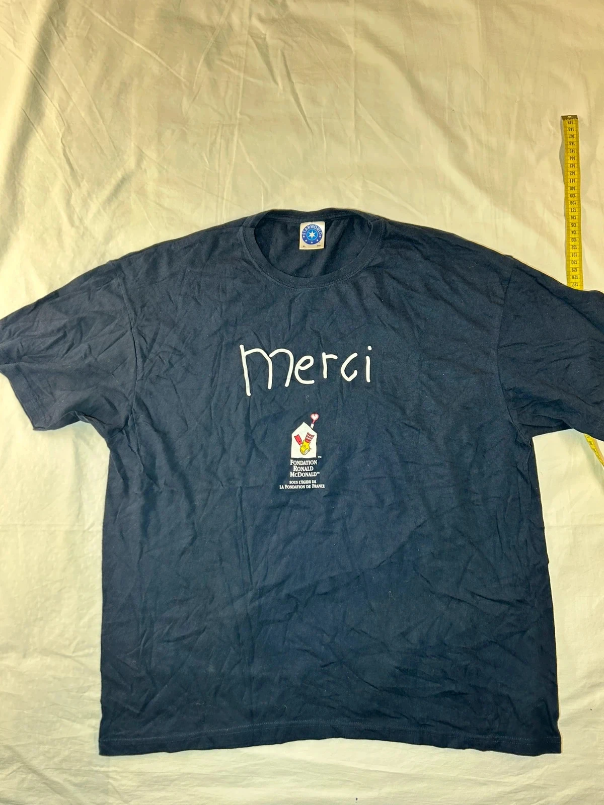 T-shirt bleu marine imprimé merci vintage starworld